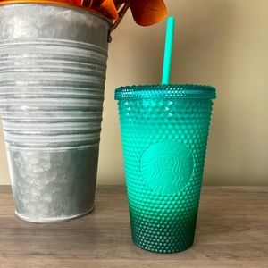 Starbucks 2022 Teal Mint Green Studded Ombré Grande Tumbler Cold Cup